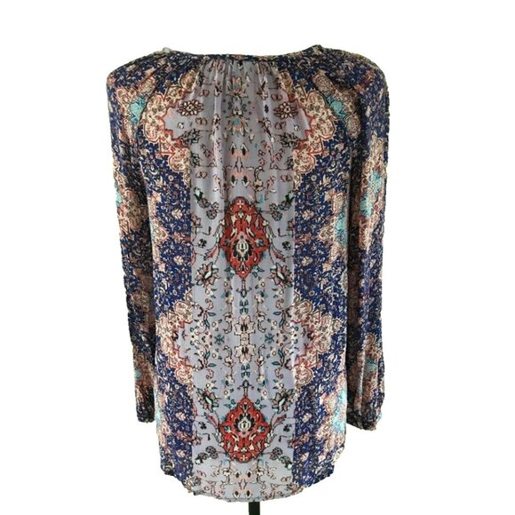 LUCKY BRAND Long Sleeve Blouse Top Multicolor Boho Pattern Size XS Rayon EUC - Picture 4 of 6